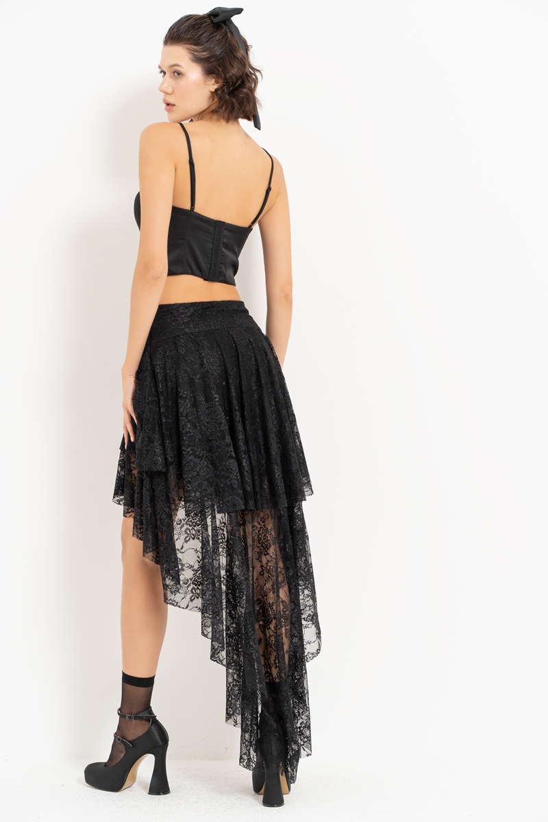 Black Lace Skirt with Interior Lining