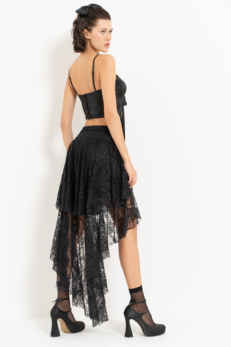 Black Lace Skirt with Interior Lining