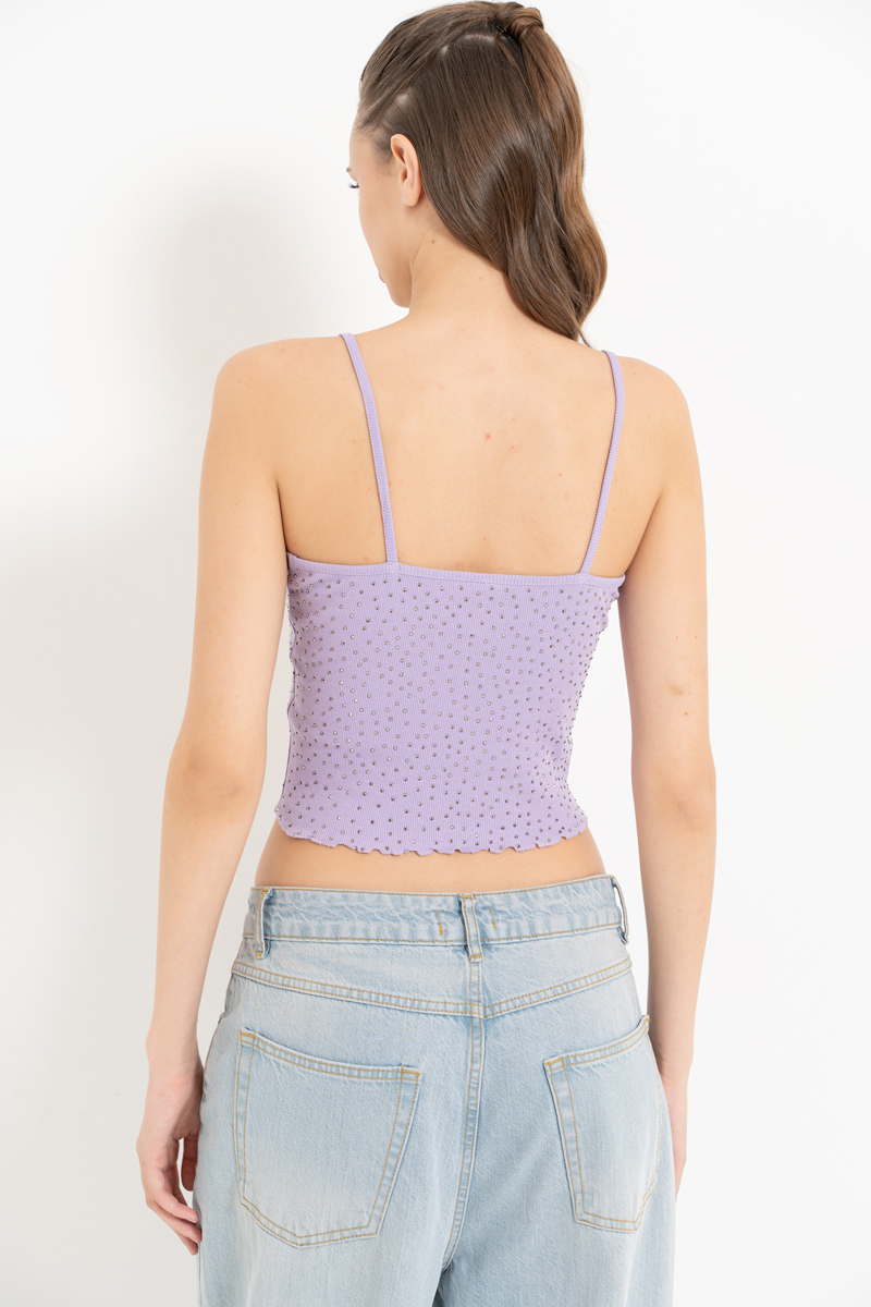 Wholesale New Lilac Embellished Crop Cami