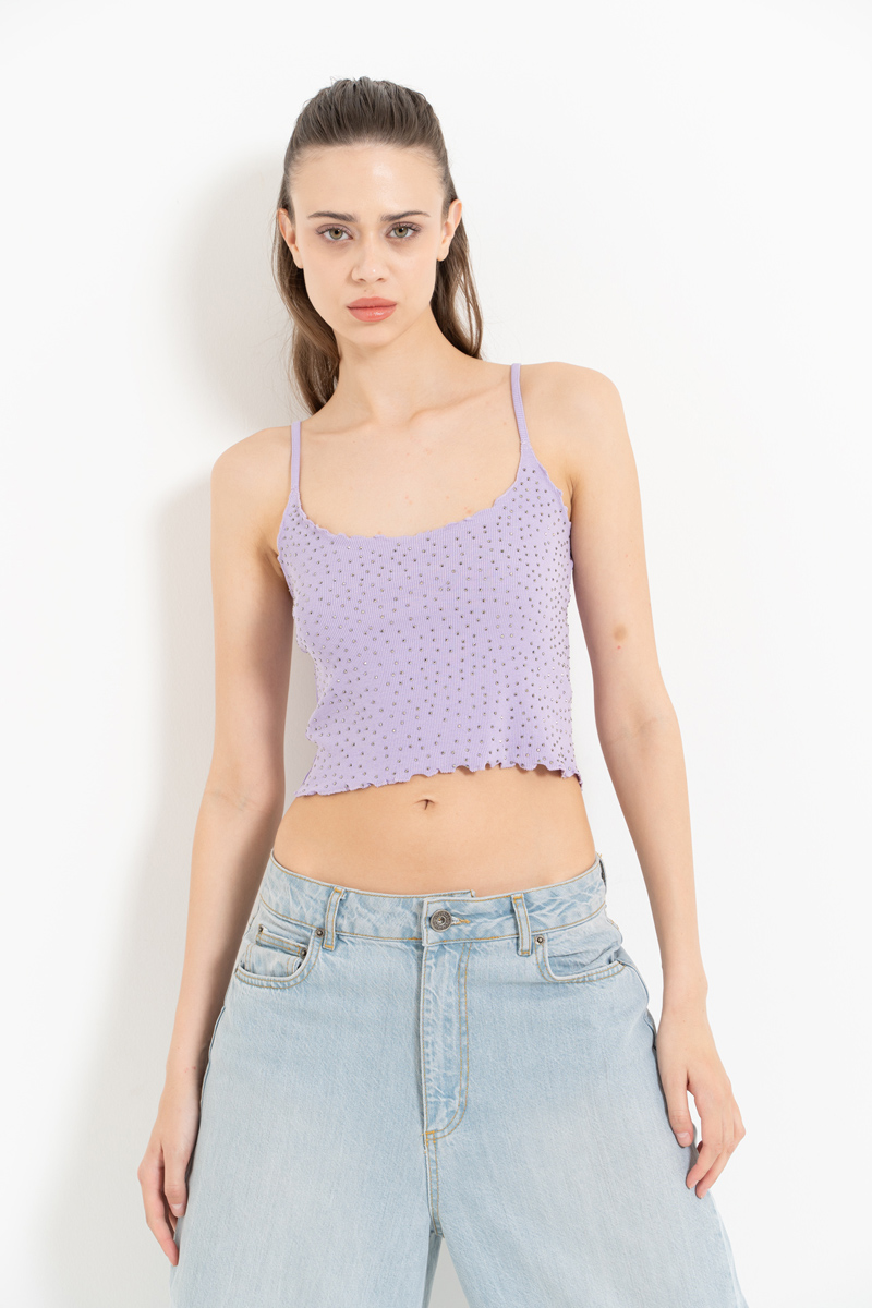 New Lilac Embellished Crop Cami