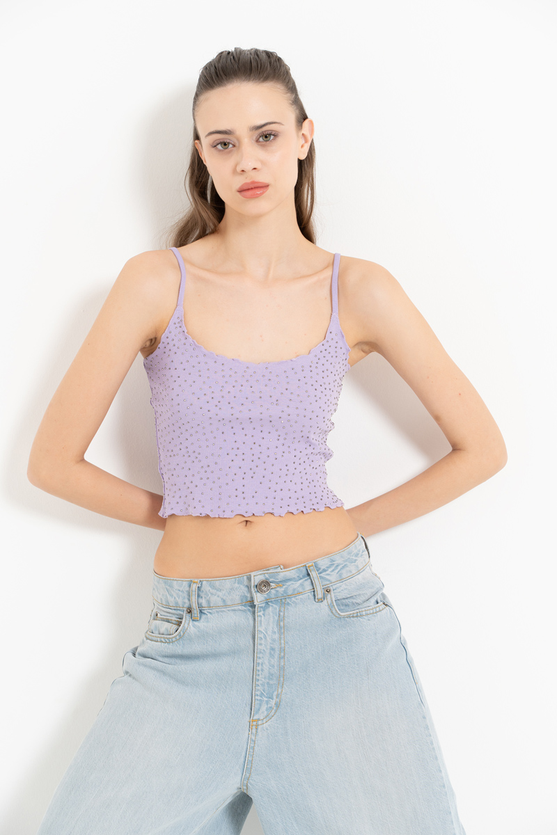 New Lilac Embellished Crop Cami