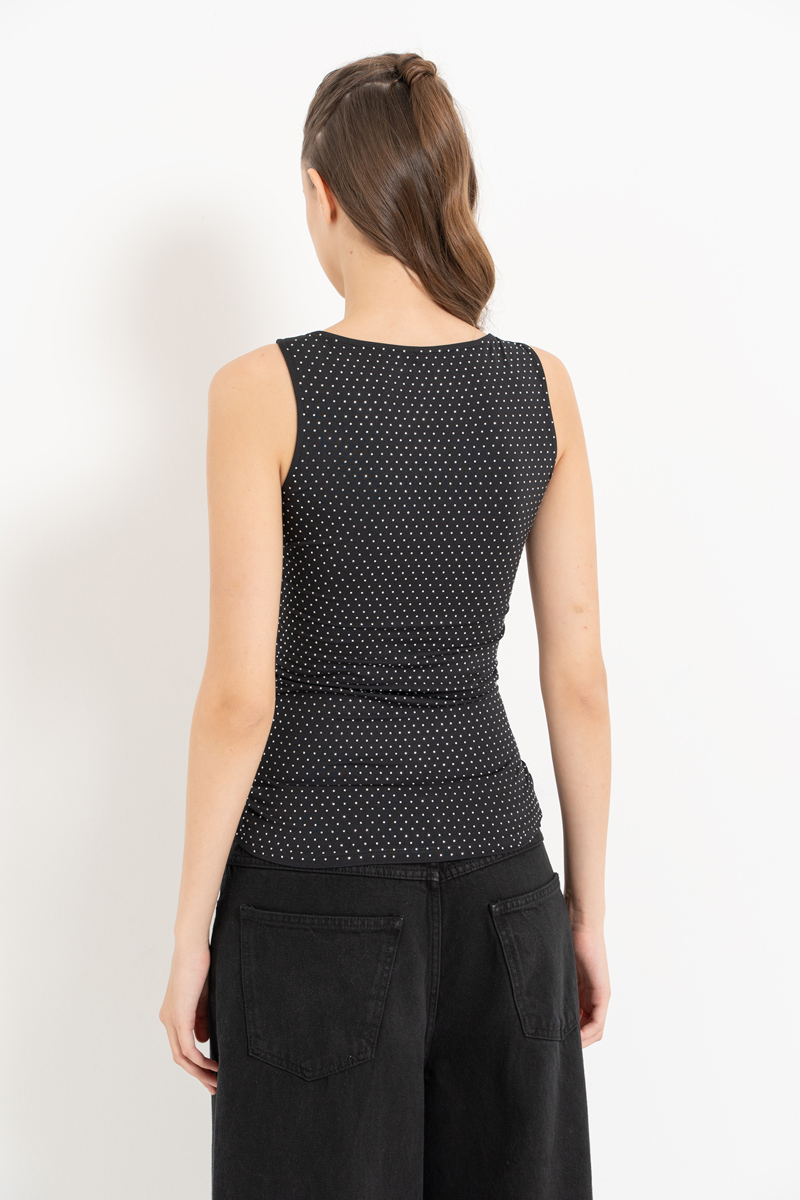 Black Embellished Sleeveless Top