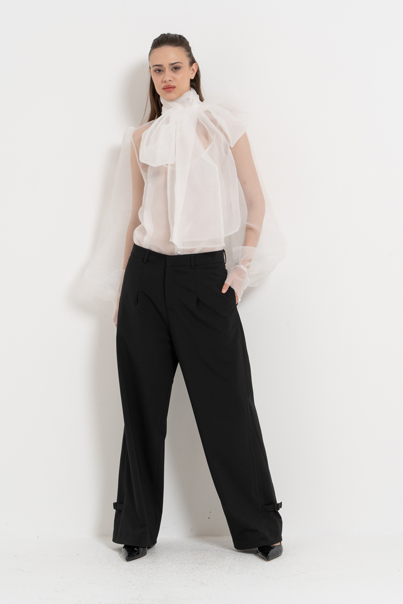 Offwhite Tie-Neck Organza Shirt