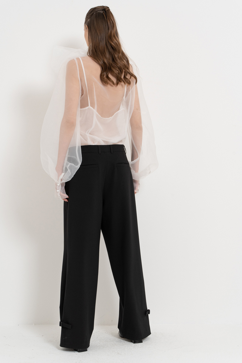 Offwhite Tie-Neck Organza Shirt