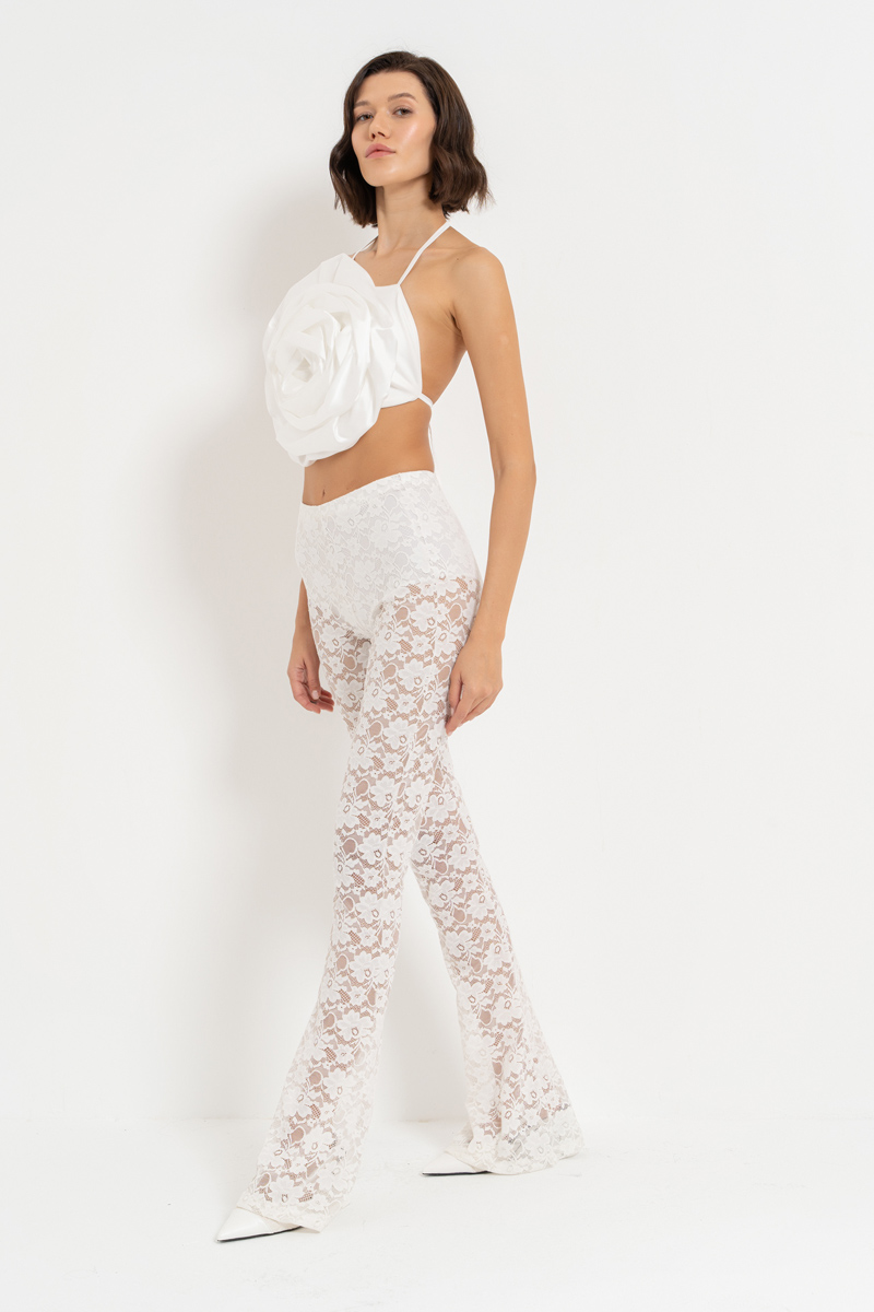 Sheer Offwhite Lace Pants