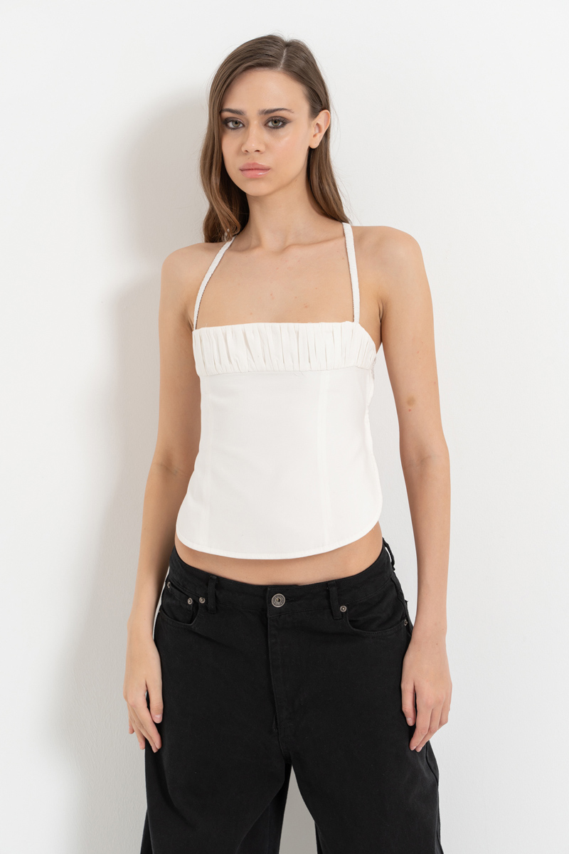 Offwhite Cross-Back Crop Cami