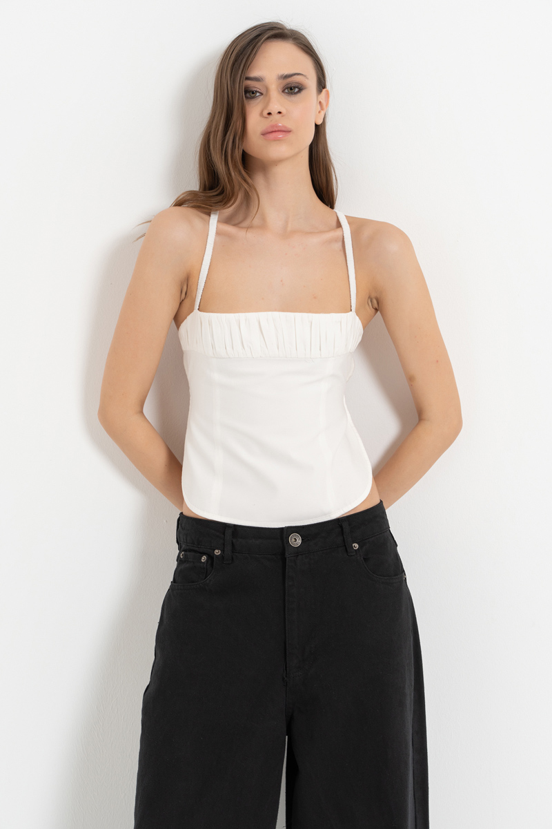 Offwhite Cross-Back Crop Cami