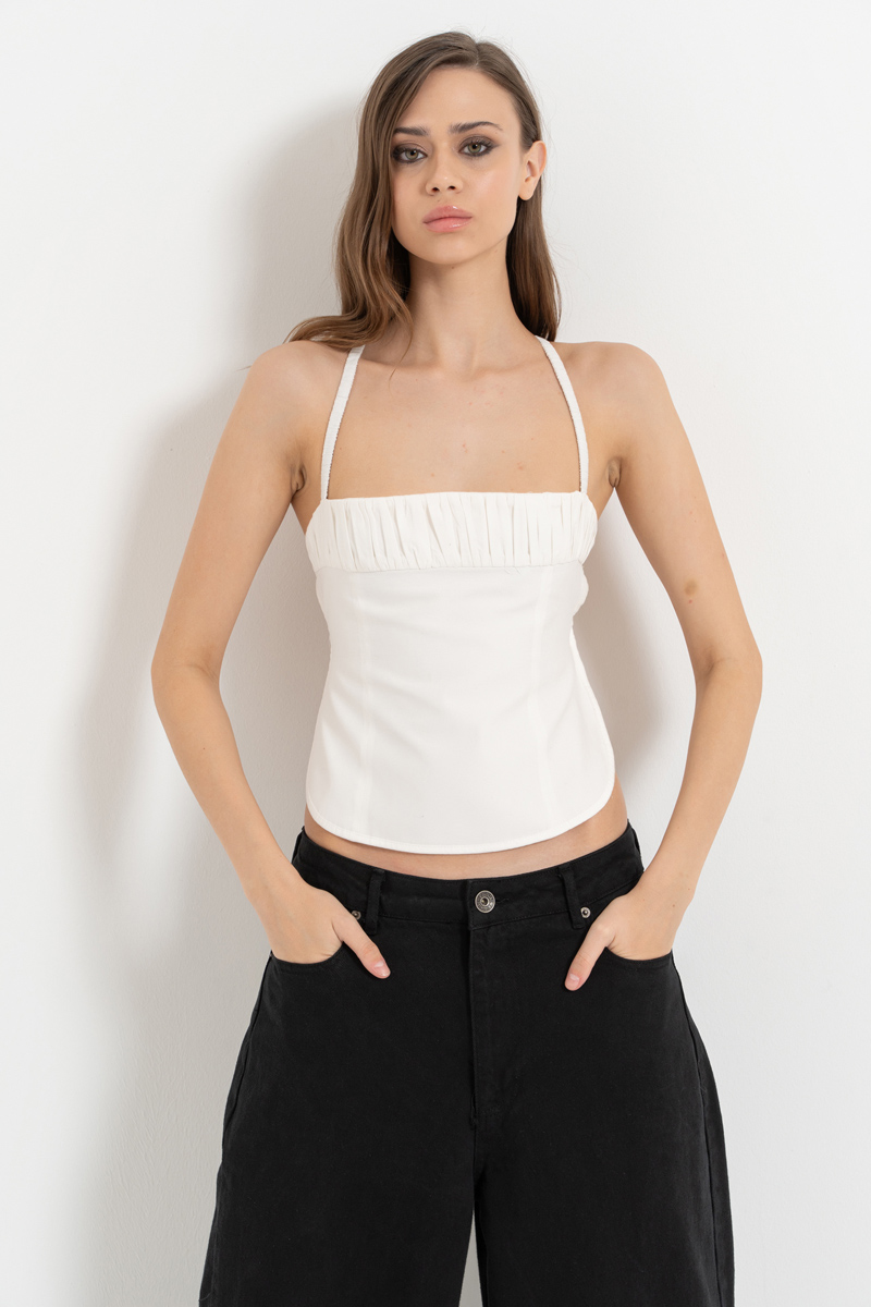 Offwhite Cross-Back Crop Cami