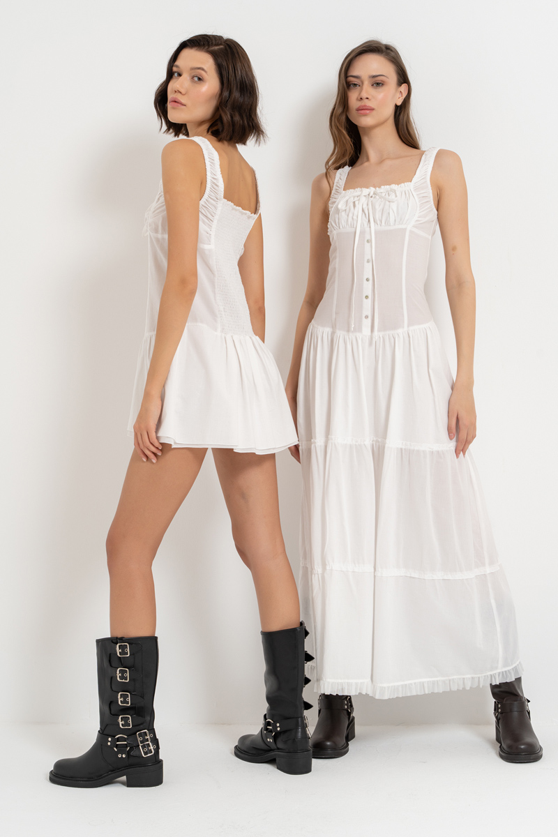 Offwhite Square-Neck Cami Maxi Dress