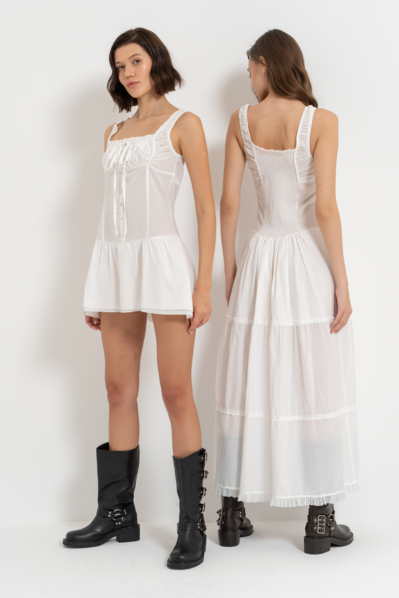 Wholesale Offwhite Square-Neck Cami Maxi Dress