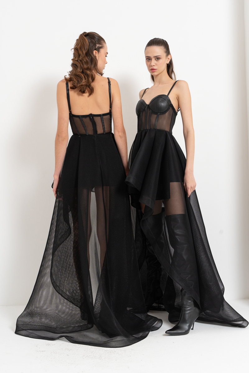 Black High-Low Tulle Dress with Interior Skirt