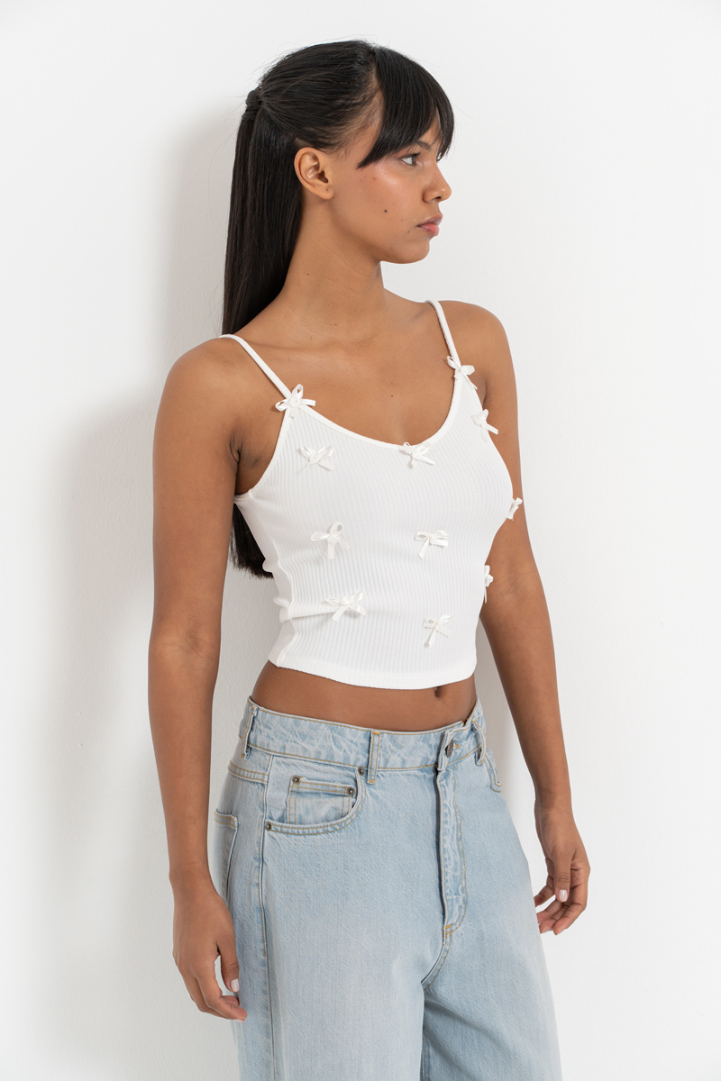 Offwhite Bow-Accent Cami