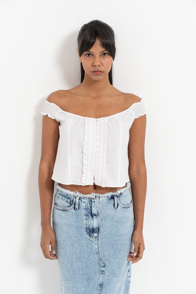 Offwhite Off-the-Shoulder Poplin Top