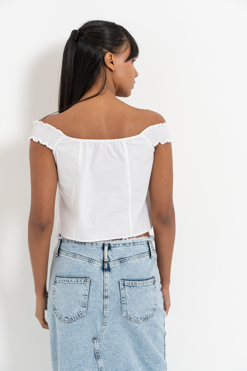 Offwhite Off-the-Shoulder Poplin Top