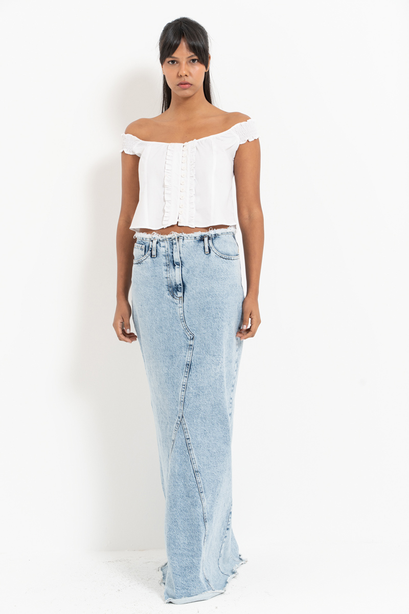 Offwhite Off-the-Shoulder Poplin Top