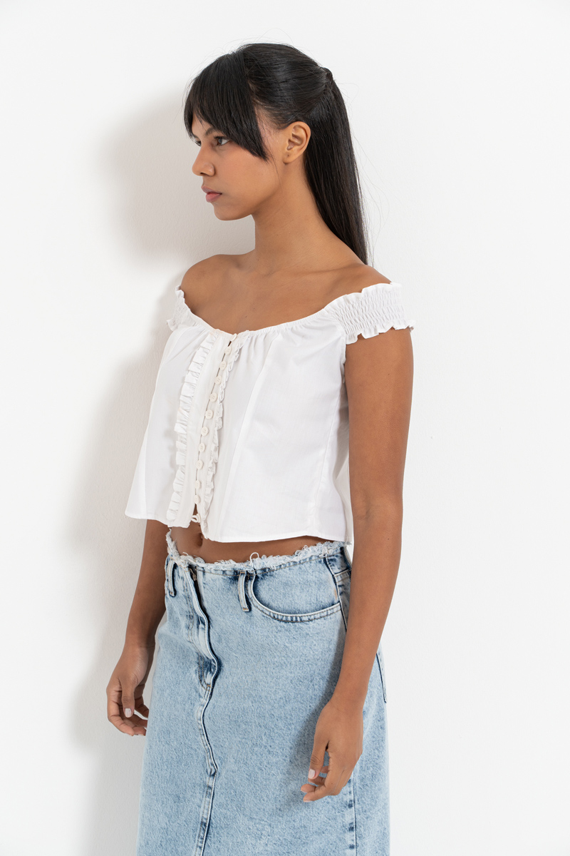 Offwhite Off-the-Shoulder Poplin Top