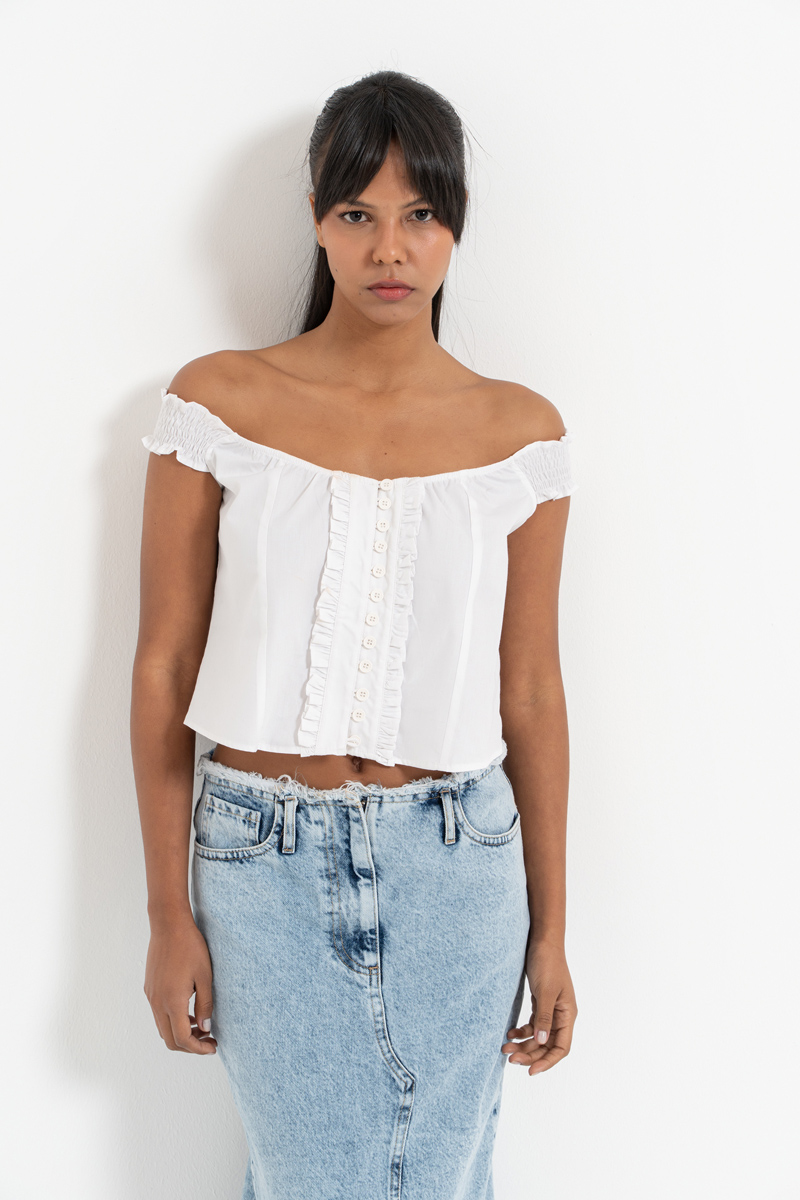 Offwhite Off-the-Shoulder Poplin Top