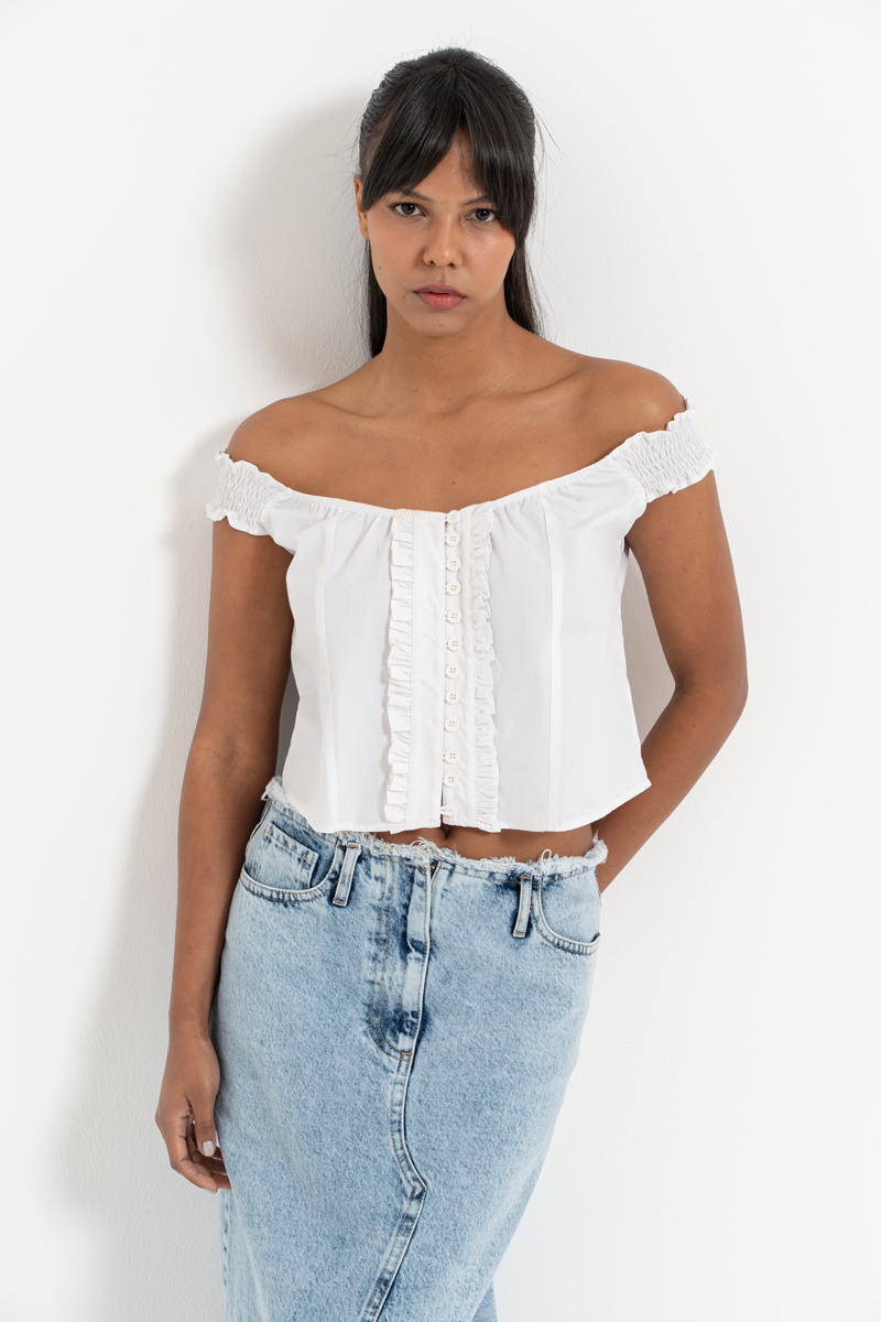 Offwhite Off-the-Shoulder Poplin Top