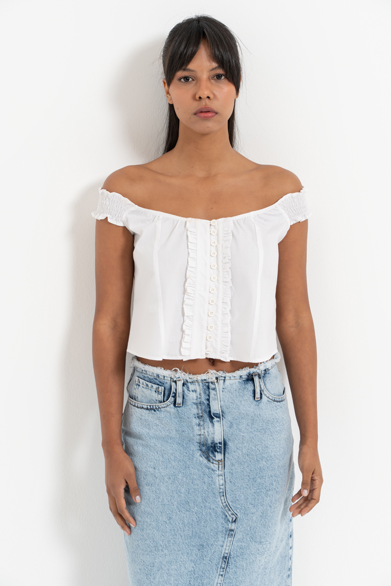 Offwhite Off-the-Shoulder Poplin Top