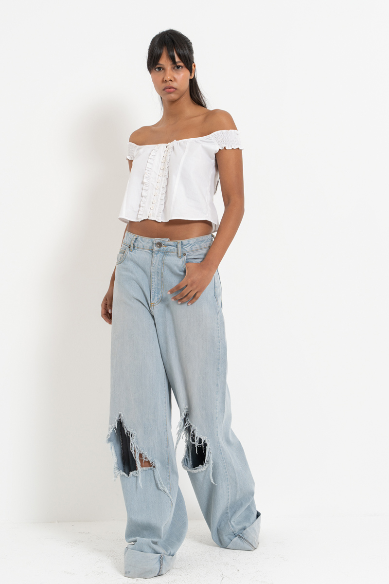 Offwhite Off-the-Shoulder Poplin Top