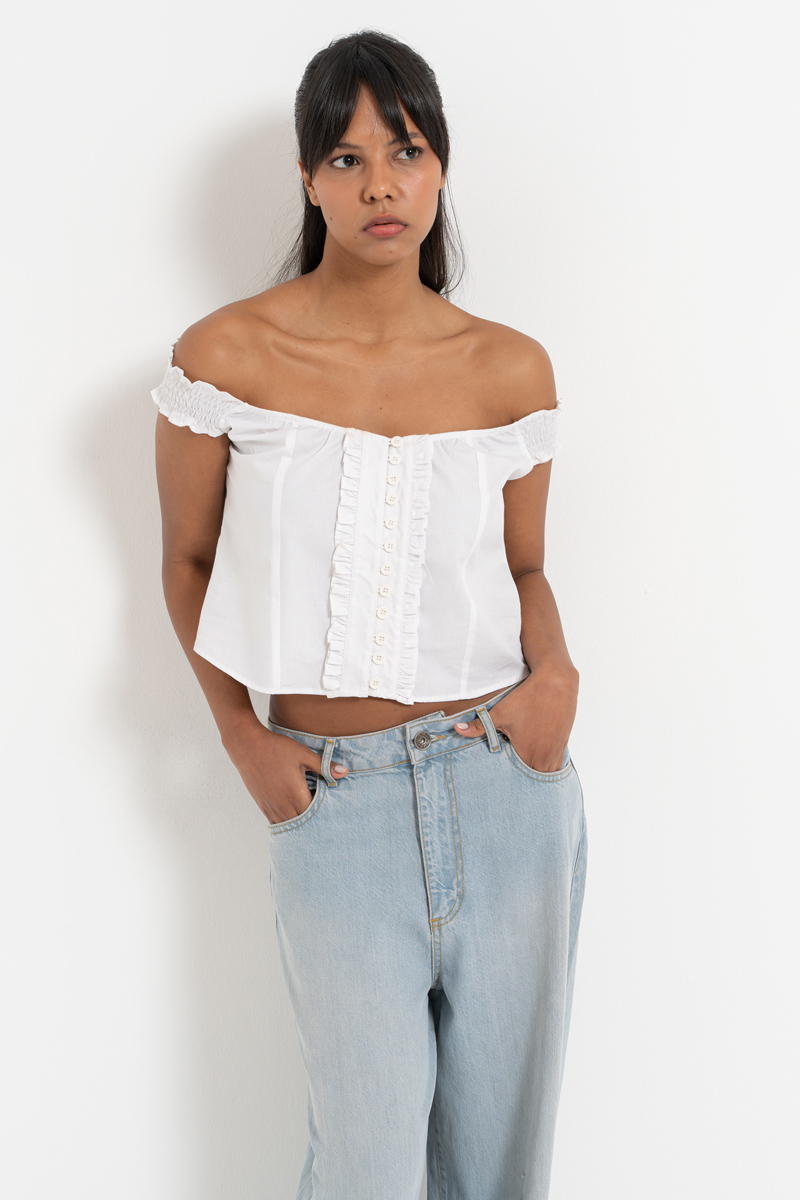 Offwhite Off-the-Shoulder Poplin Top