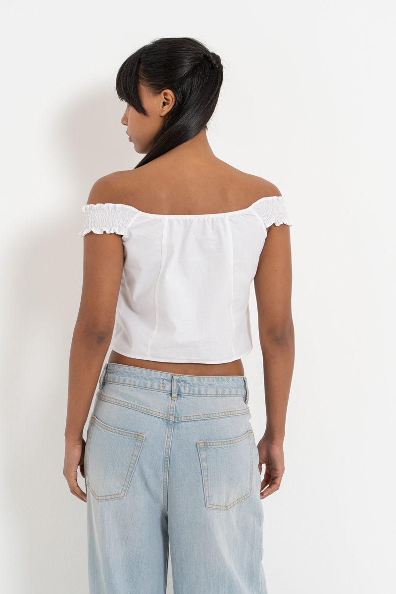 Offwhite Off-the-Shoulder Poplin Top