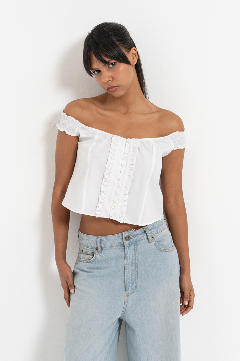 Offwhite Off-the-Shoulder Poplin Top