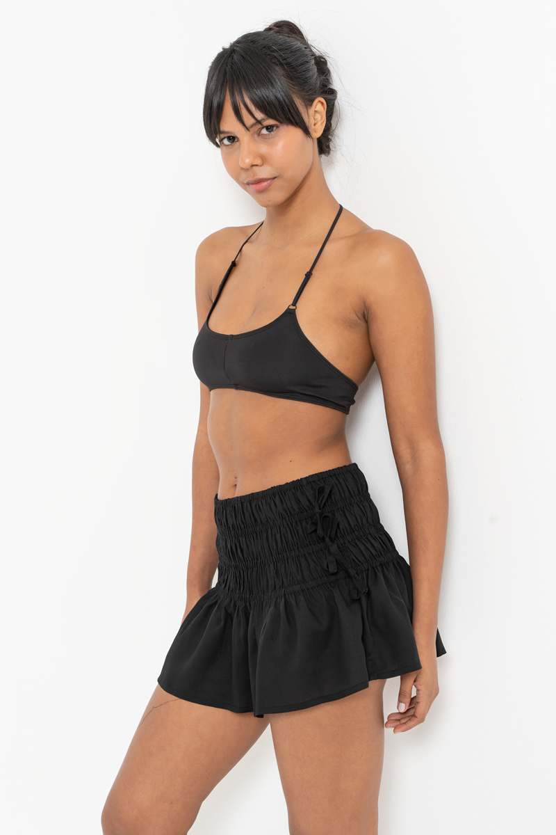 Wholesale Black Elastic-Waist Mini Skirt