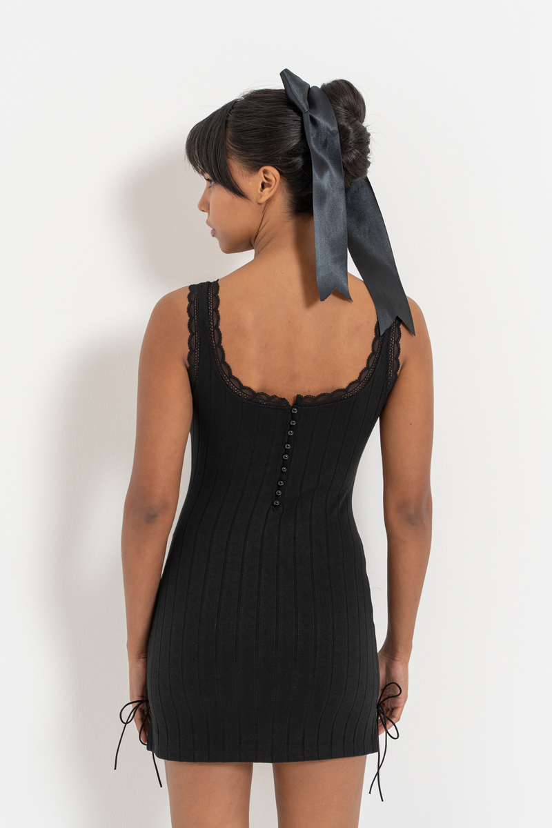 Black Tie-Accent Cami Mini Dress