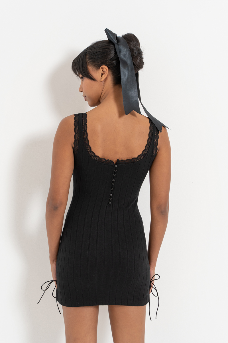 Wholesale Black Tie-Accent Cami Mini Dress