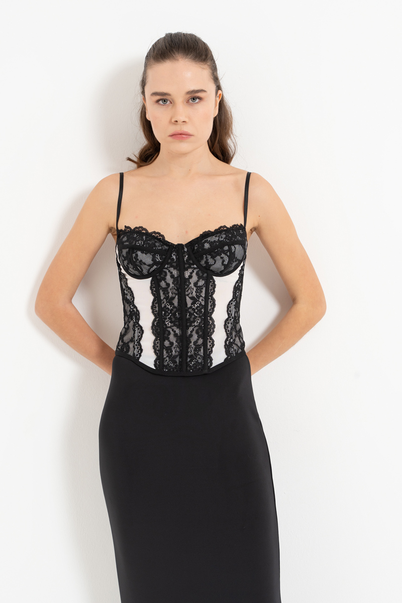 Offwhite Lace-Insert Cami