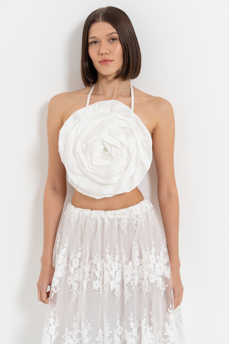 Offwhite Rose Top