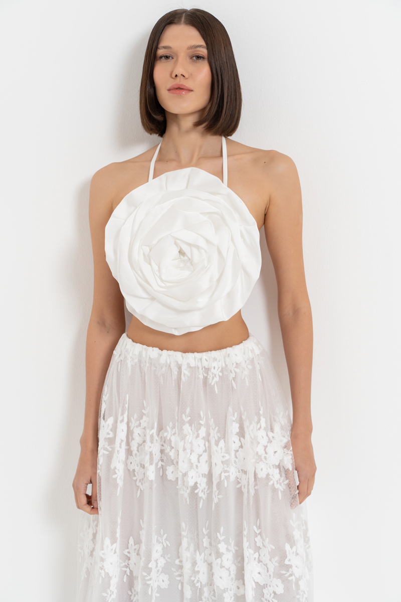 Offwhite Rose Top