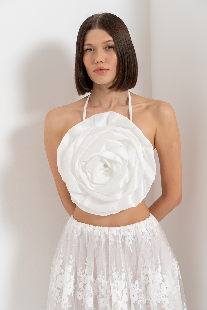 Offwhite Rose Top