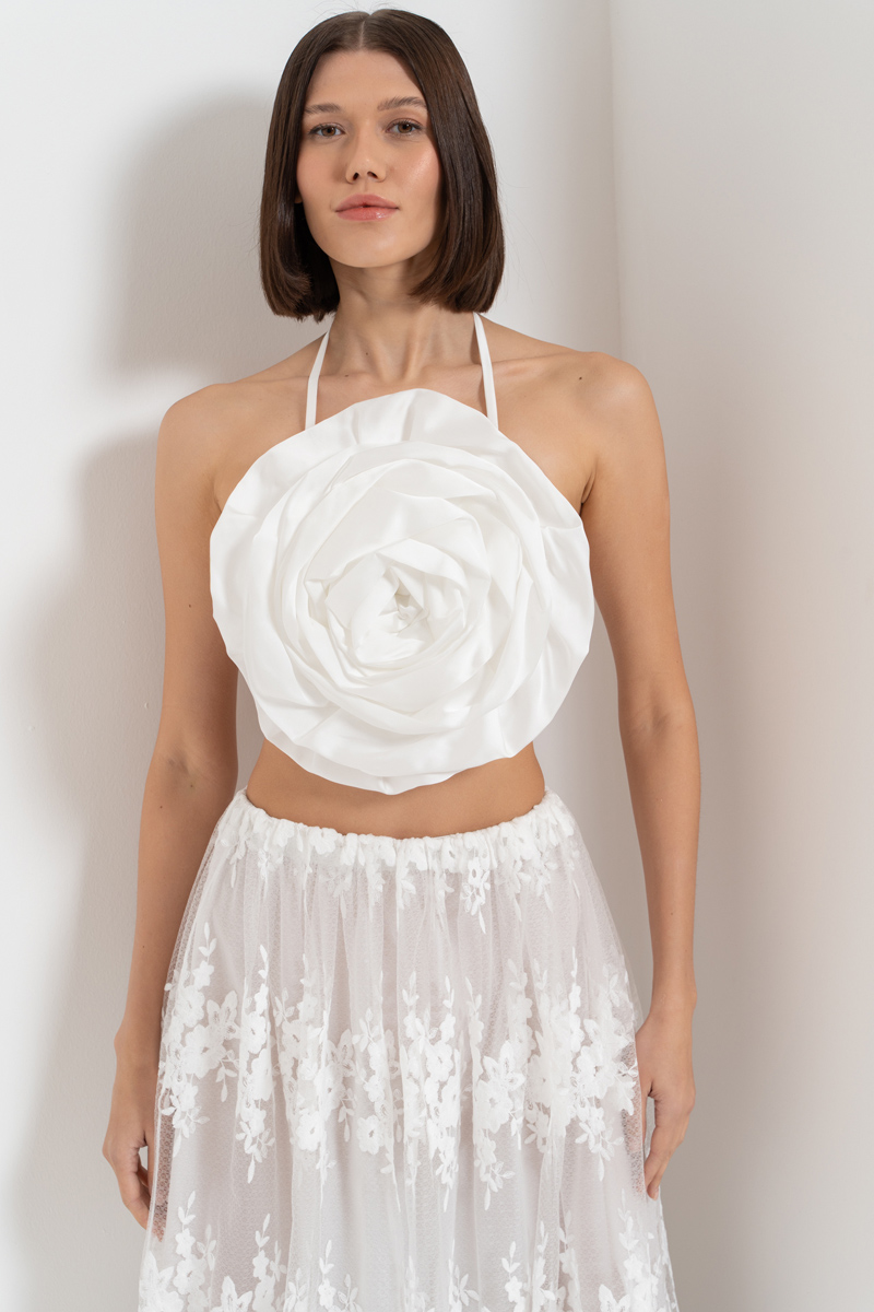 Offwhite Rose Top