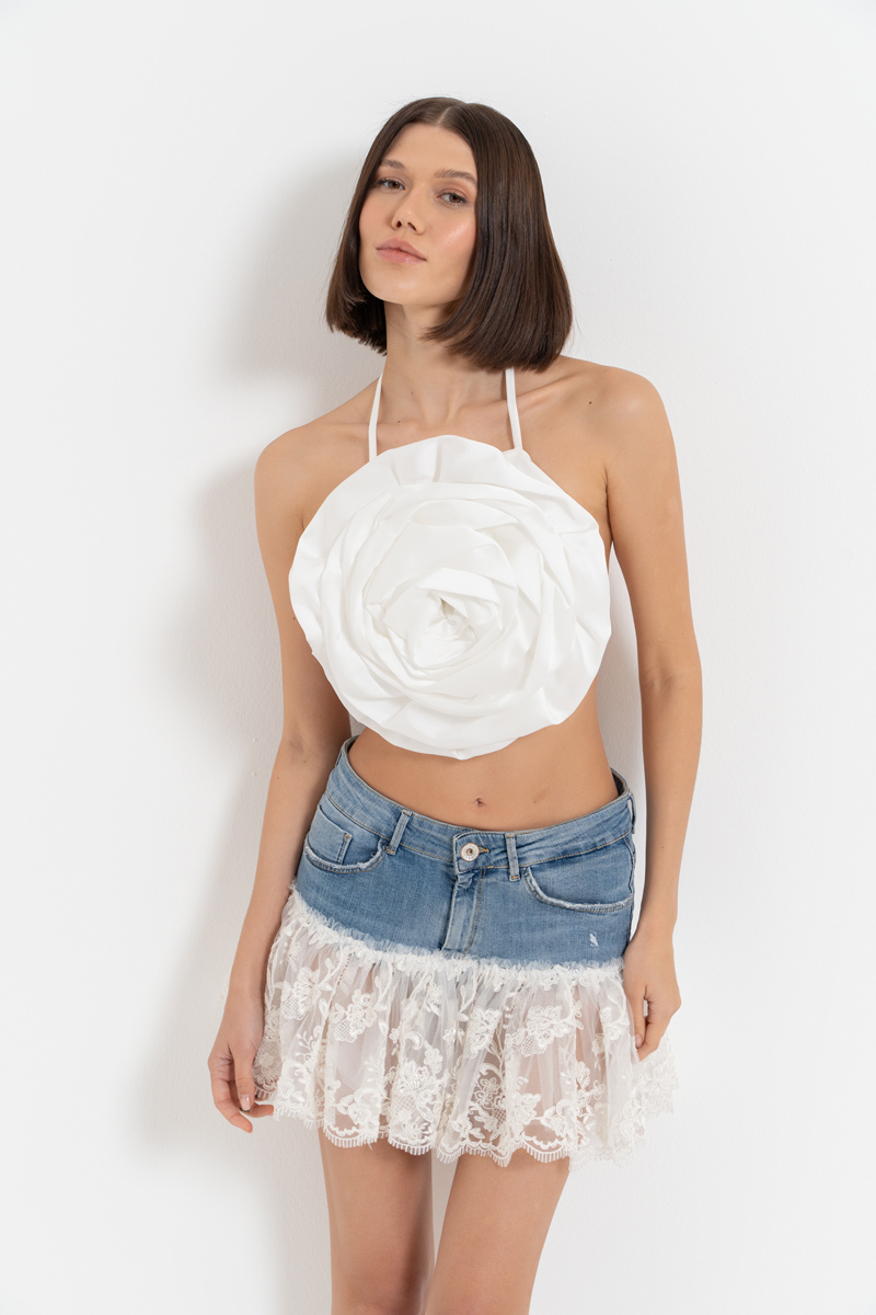 Offwhite Rose Top