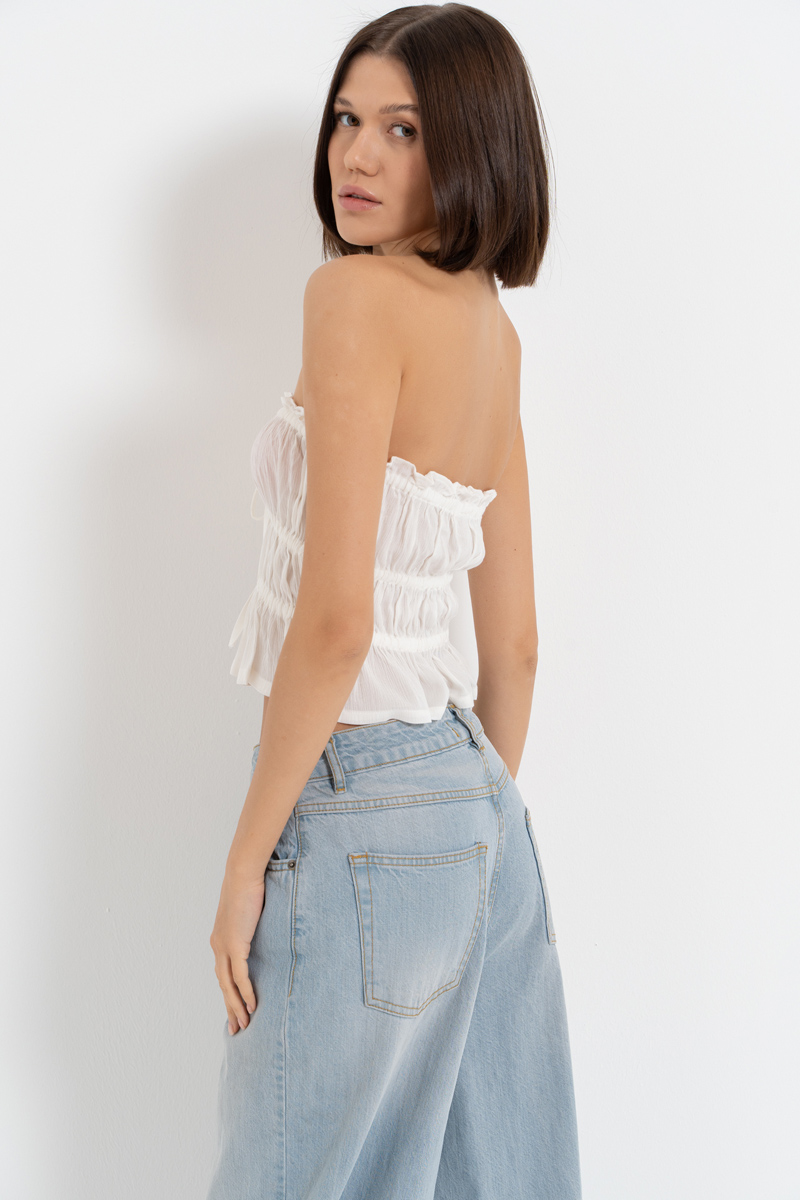 Offwhite Ruched Tube Top