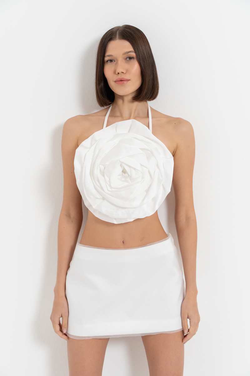 Offwhite Organza Mini Skirt