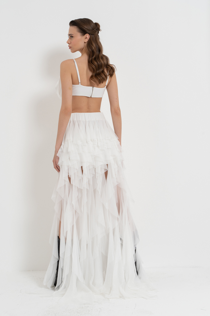 Offwhite Rose-Accent Crop Cami