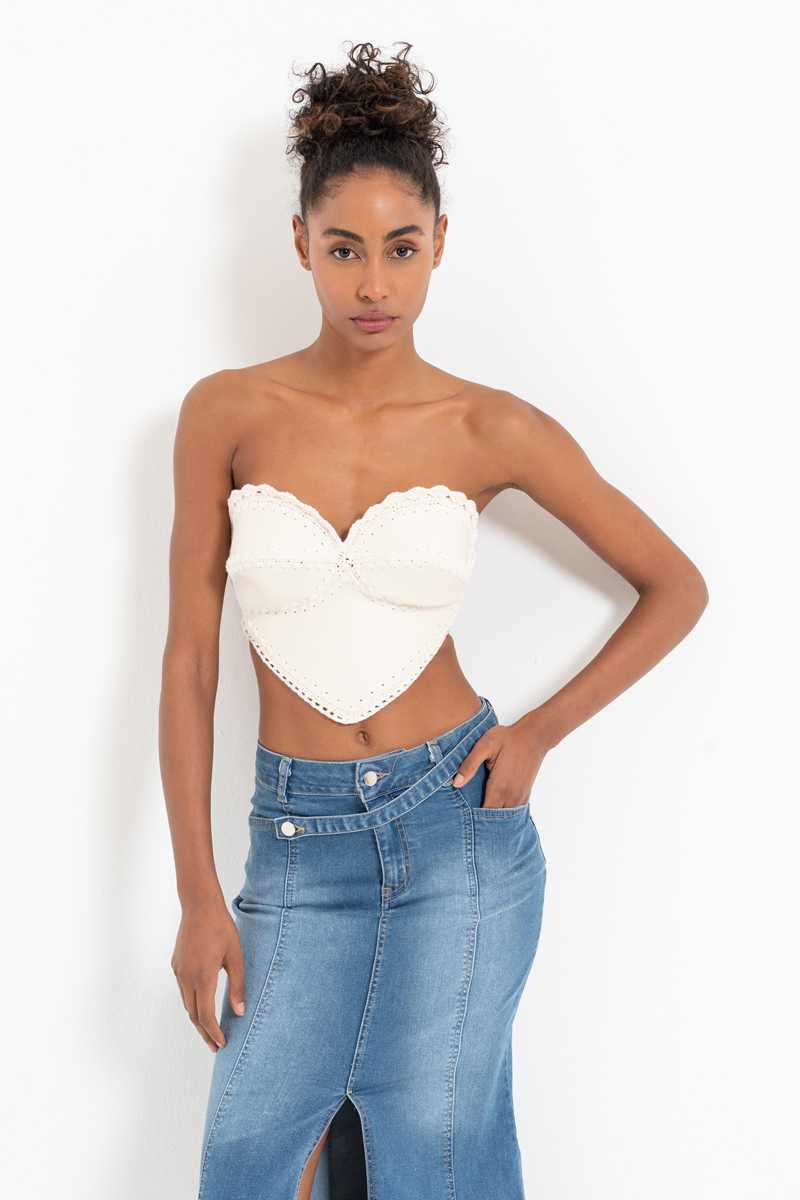 Offwhite Sweetheart-Neck Mini Top