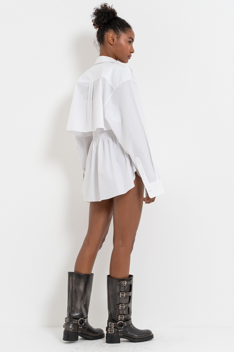 Offwhite Smocked Poplin Mini Dress & Shirt Set