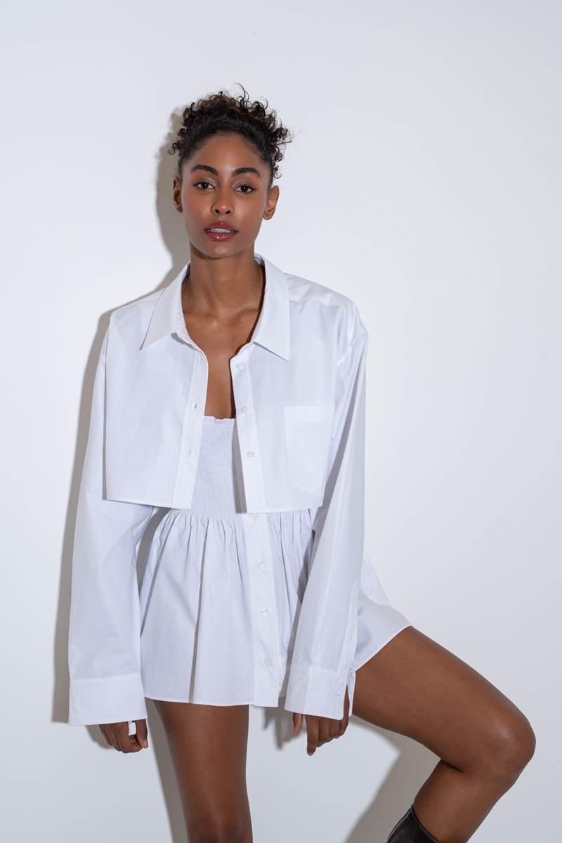 Offwhite Smocked Poplin Mini Dress & Shirt Set