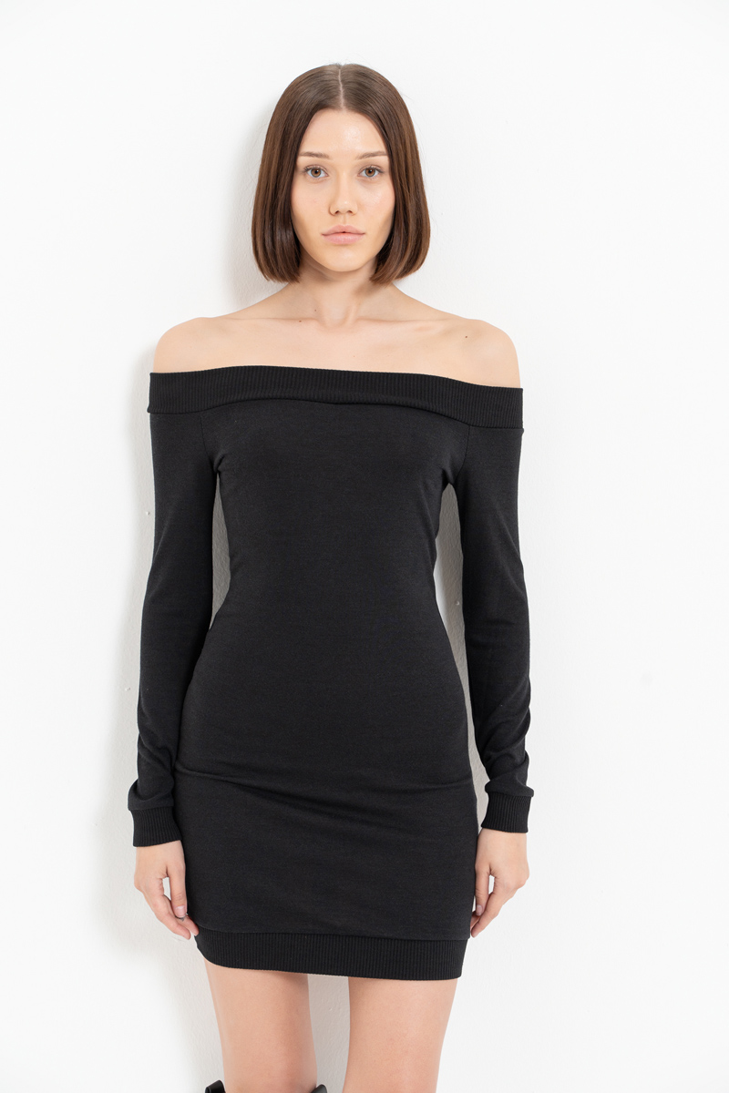 Black Cut Out Shoulder Dress