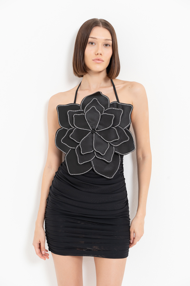 Black Rose-Accent Dress