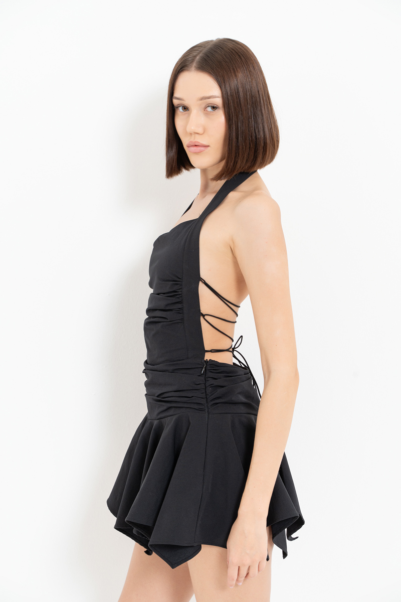 Black Crisscross-Back Mini Dress