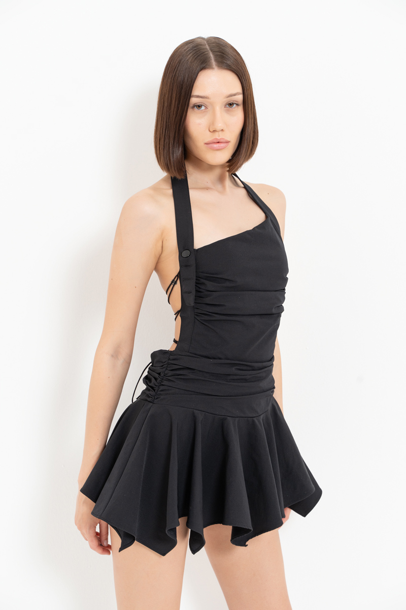 Black Crisscross-Back Mini Dress