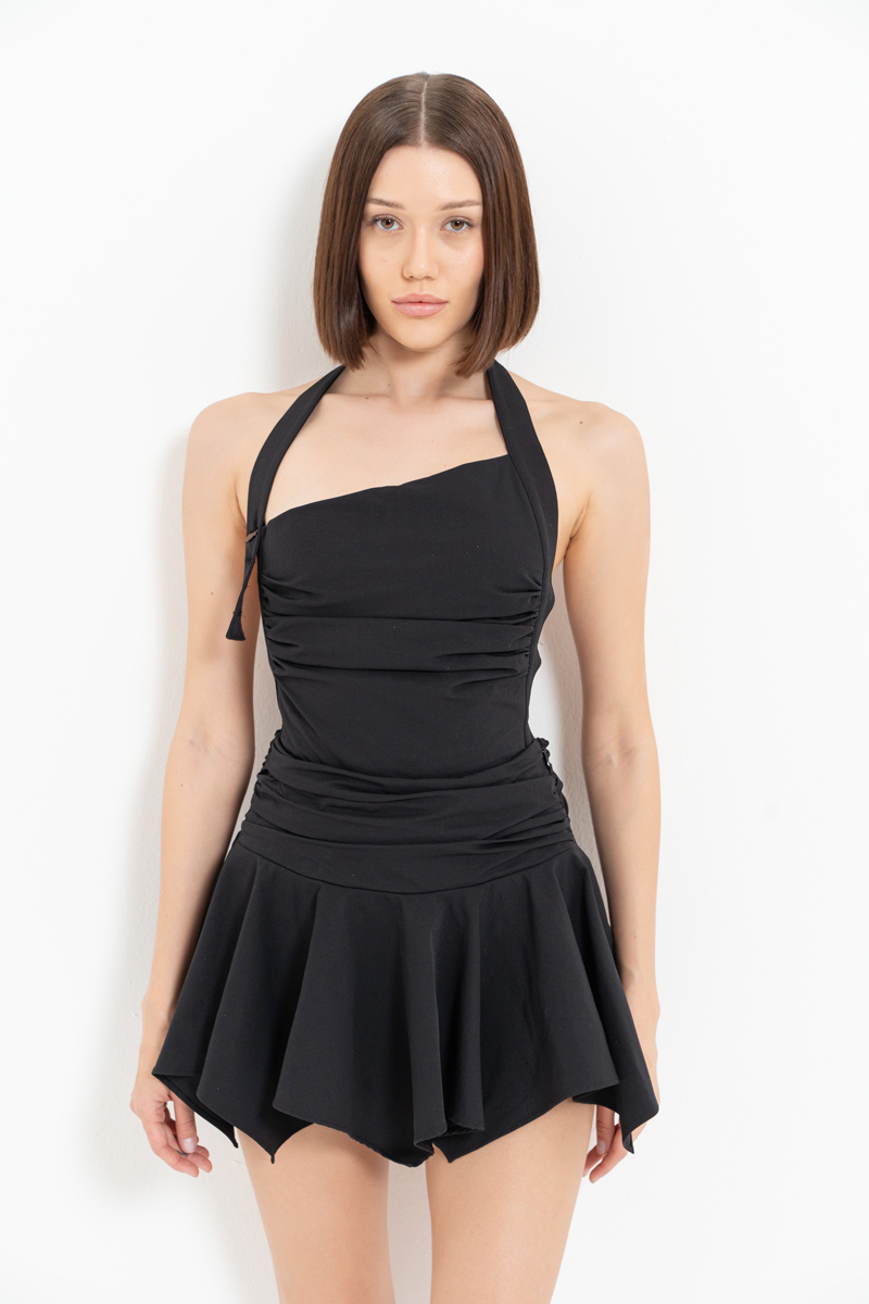 Black Crisscross-Back Mini Dress