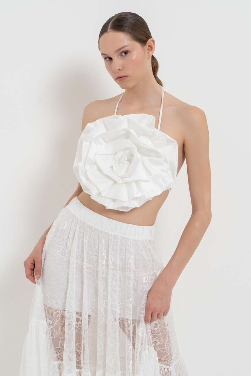 Offwhite Rose Top