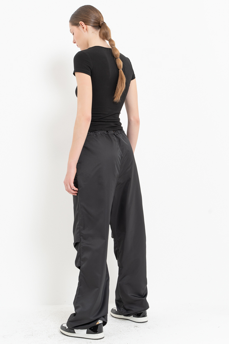 Wholesale Black Pleated-Knee Elasticated Waist Pants