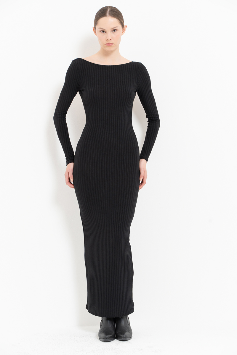 Wholesale Backless Off Shoulder Black Dress